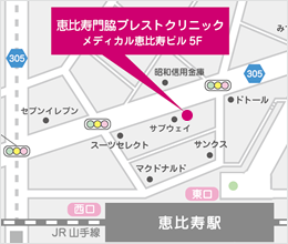 恵比寿駅から恵比寿門脇ブレストクリニックまでのアクセス