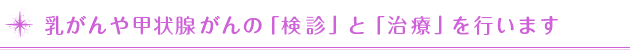 当クリニックでは、乳がんや甲状腺がんの「検診」と「治療」を行います